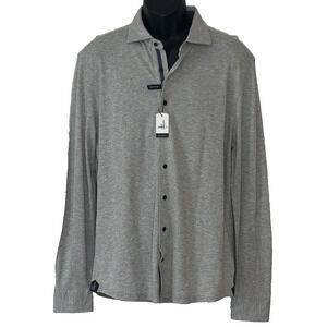 Johnnie O Hangin Out Jeffery Knit Button Up Shirt Size M Gray NWT